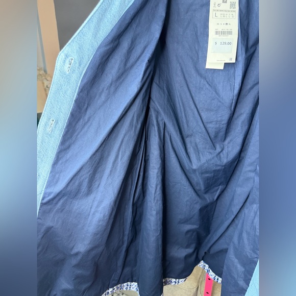 Zara Light Blue and Navy Plaid Tweed Cardigan Jacket size large - Picture 7 of 13